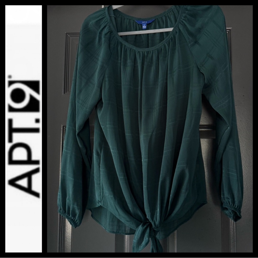NWOT APT. 9 Hunter Green Tie Waist Blouse